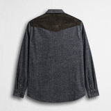 Dark Denim Effect Flannel Western Shirt