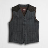 Gilet in Lana Herringbone - Herringbone Grey Melange