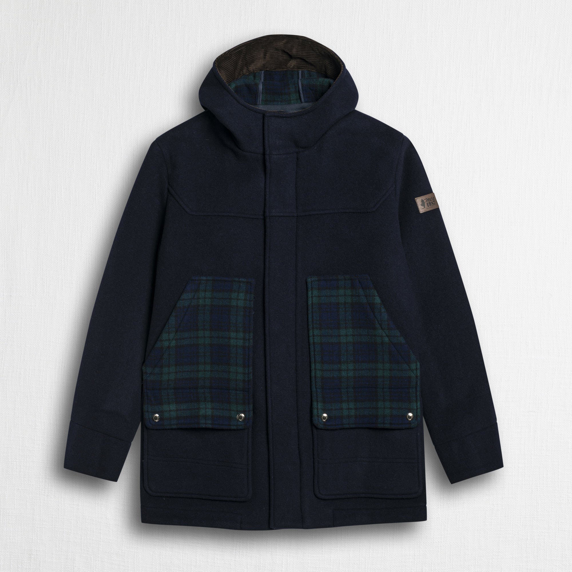 Caban in lana check Black Watch - Blue Navy