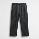 Pantalone Chino in Lana Herringbone - Herringbone Grey Melange
