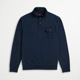 Felpa 100% Cotone Collo Alto con Taschino - Navy Blazer