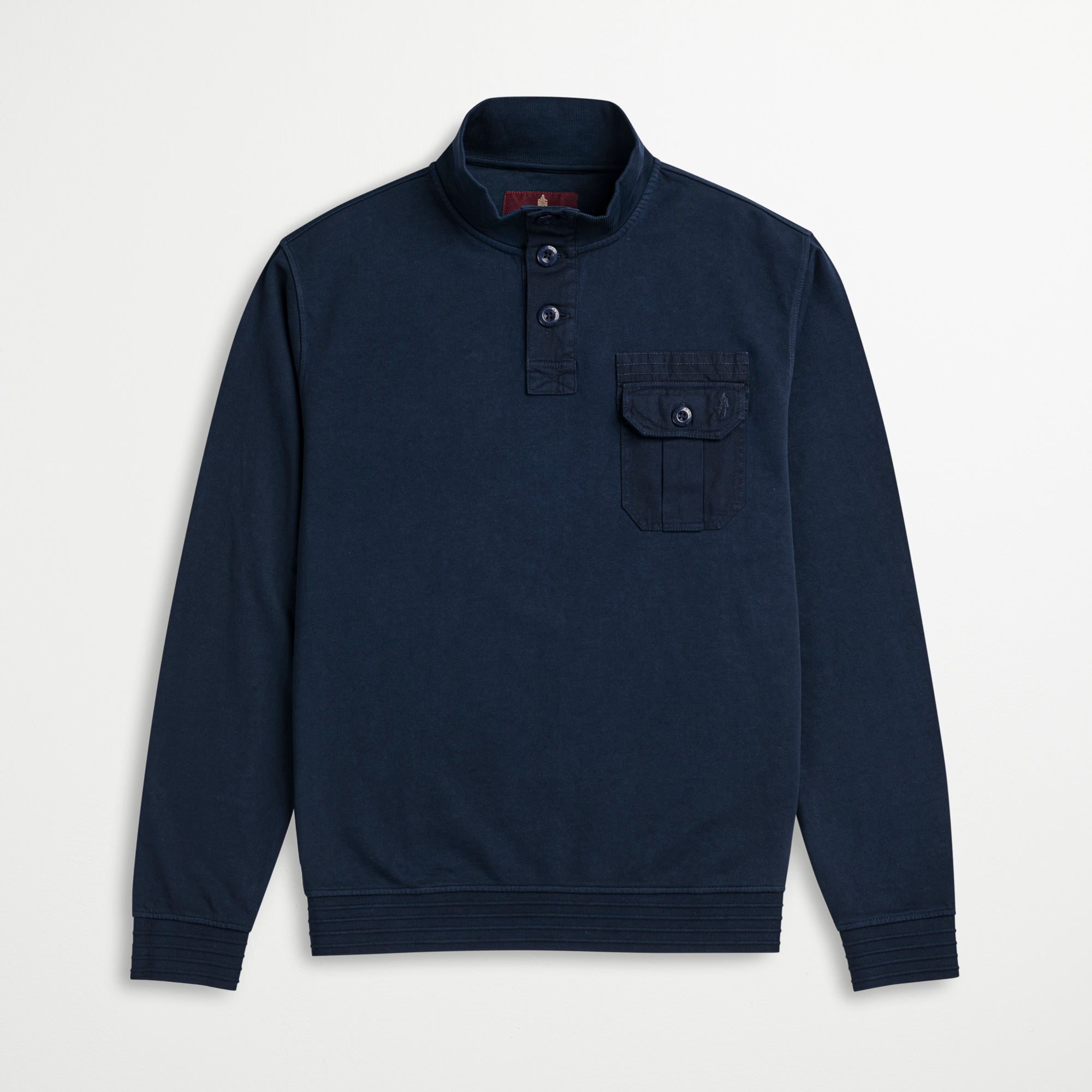 Felpa 100% Cotone Collo Alto con Taschino - Navy Blazer