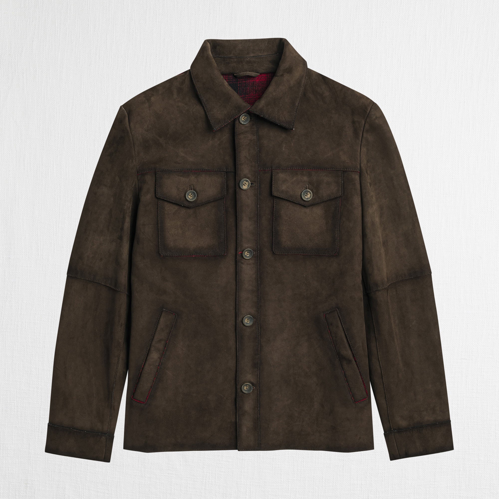 Overshirt in Pelle Scamosciata - Cognac
