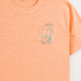 T-Shirt 100% Cotone Jersey Fiammato con Artwork