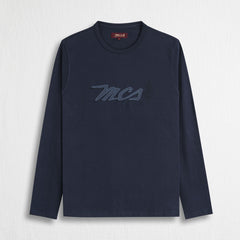 Maglietta Manica Lunga Stampata 100% Cotone - Blue Navy