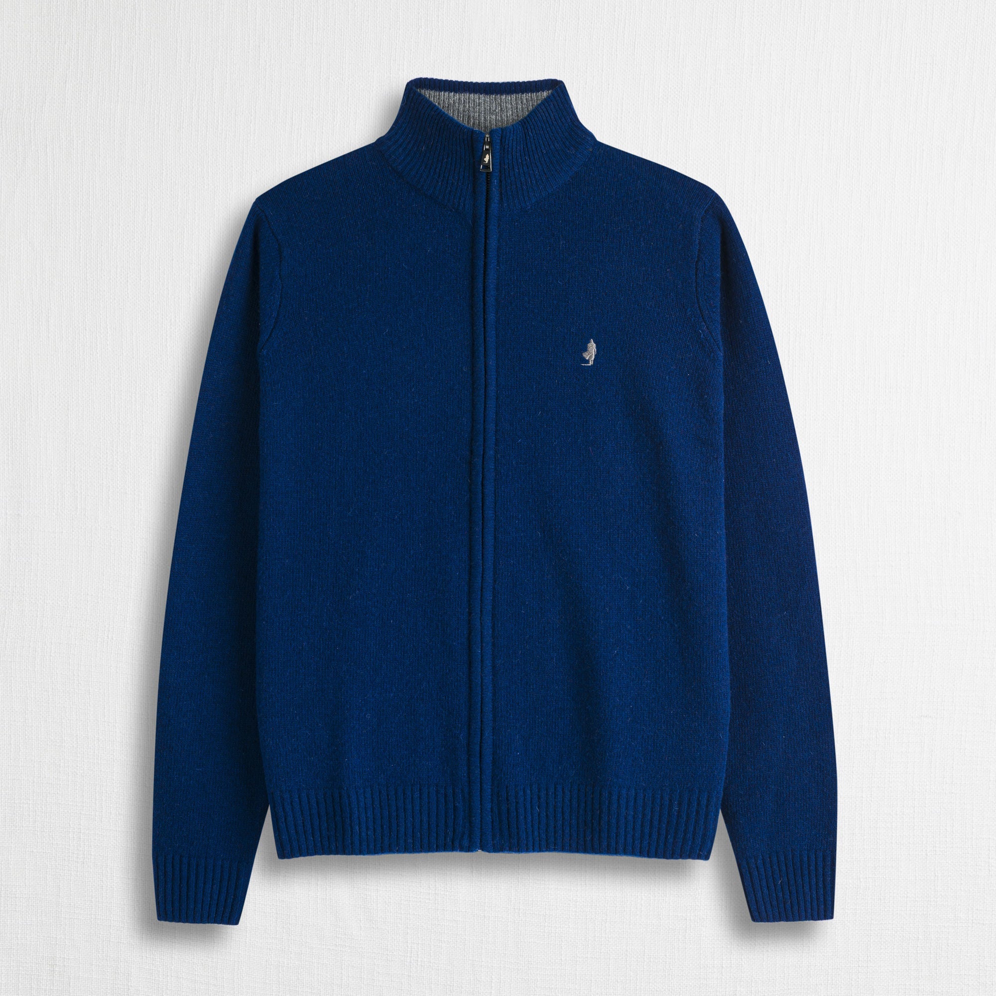 Maglione Full Zip in Misto Lana - Stone Blue