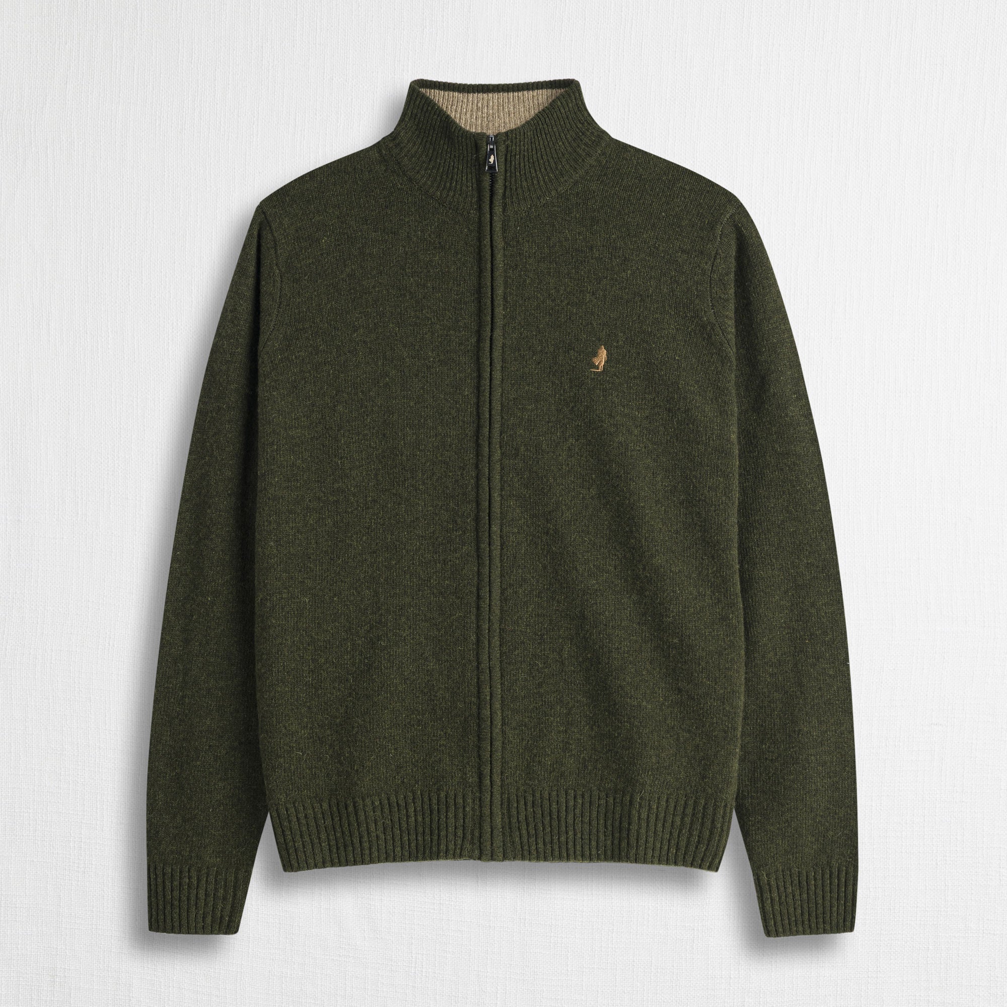 Maglione Full Zip in Misto Lana - Fall Leaf
