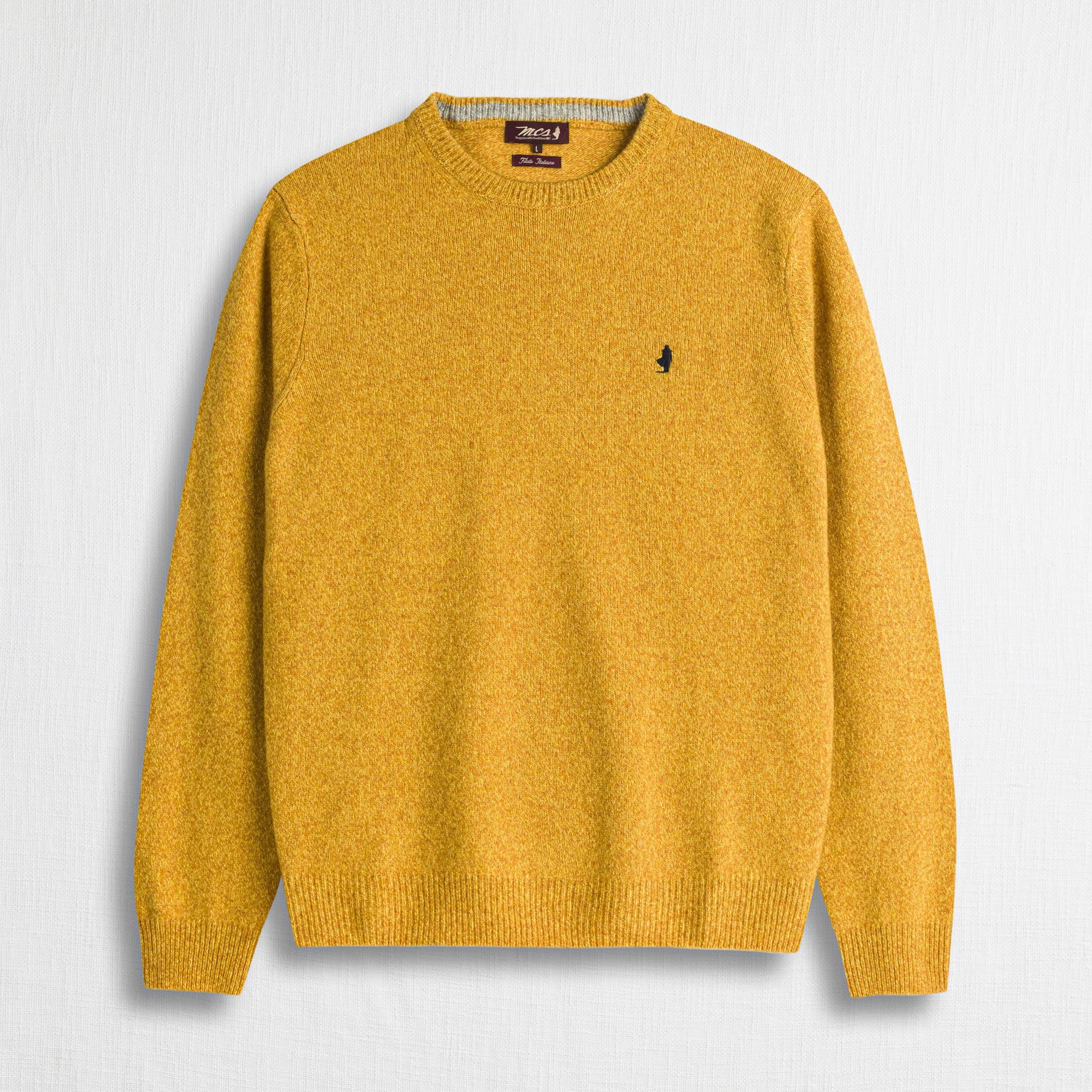Maglione Girocollo Mouliné in Misto Lana - Mineral Yellow