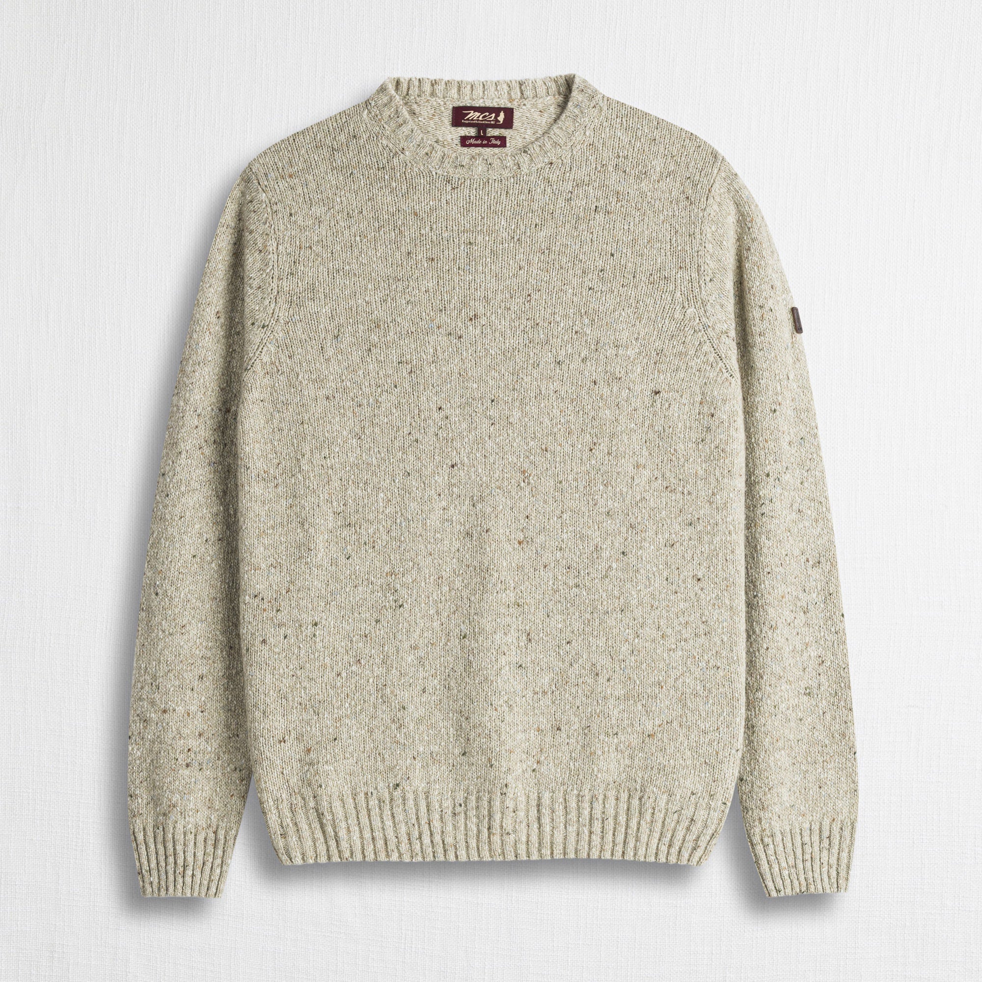 Maglione Girocollo Bottonato in Misto Lana - Chalk