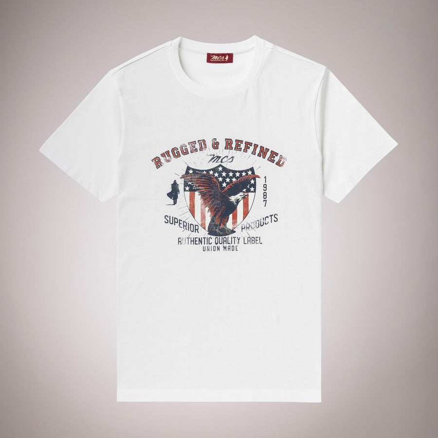 Eagle and Flag Print T-Shirt 100% Cotton