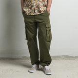 Pantaloni cargo elasticizzati in raso di cotone - Olive Green