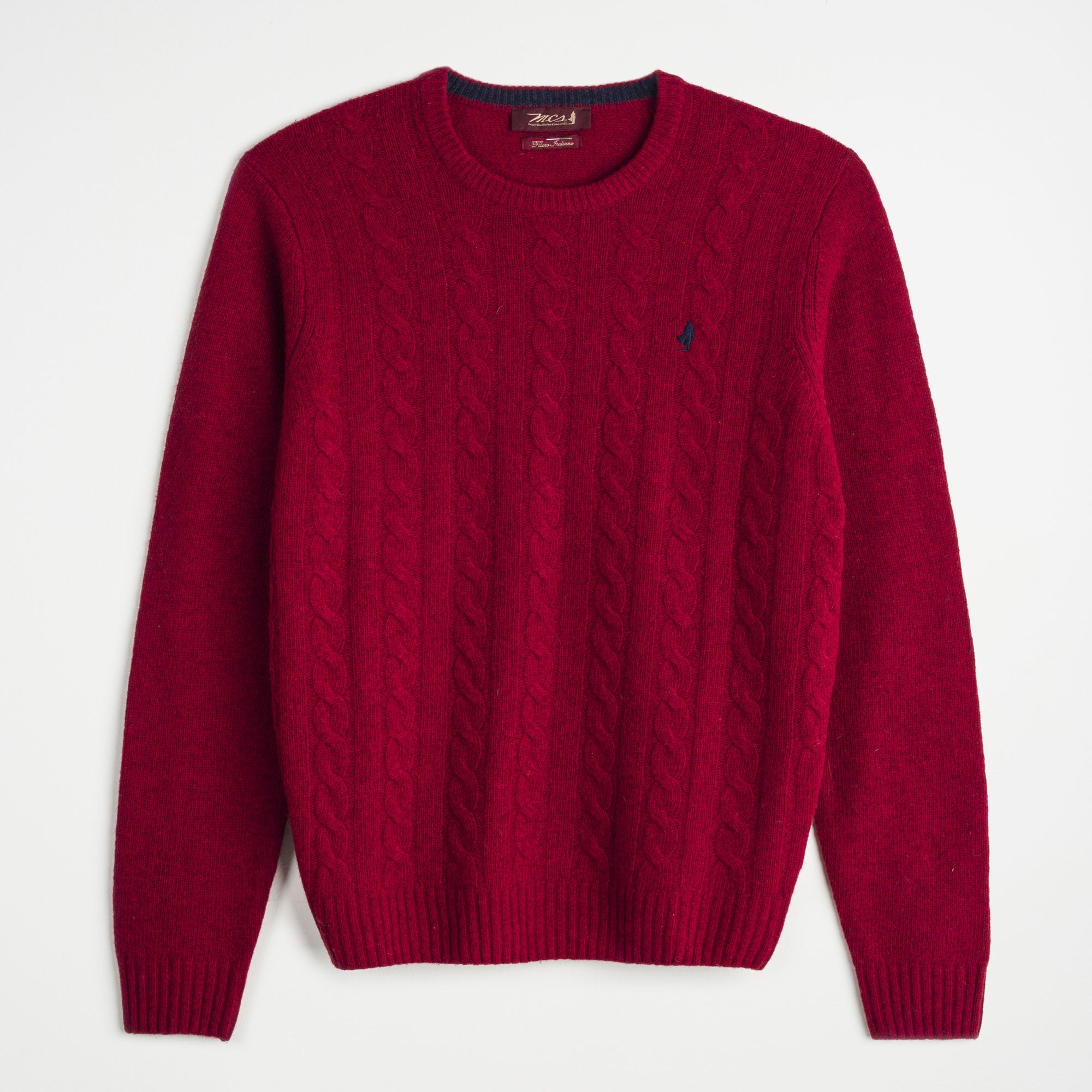 Maglione Girocollo a Trecce in Lana