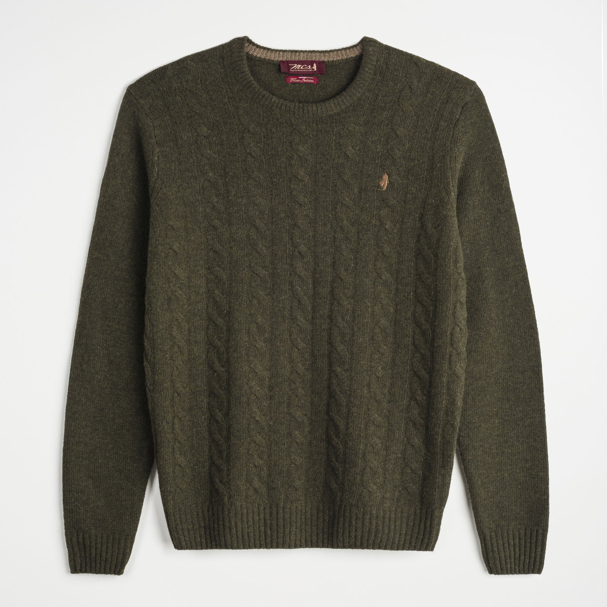 Maglione Girocollo a Trecce in Lana