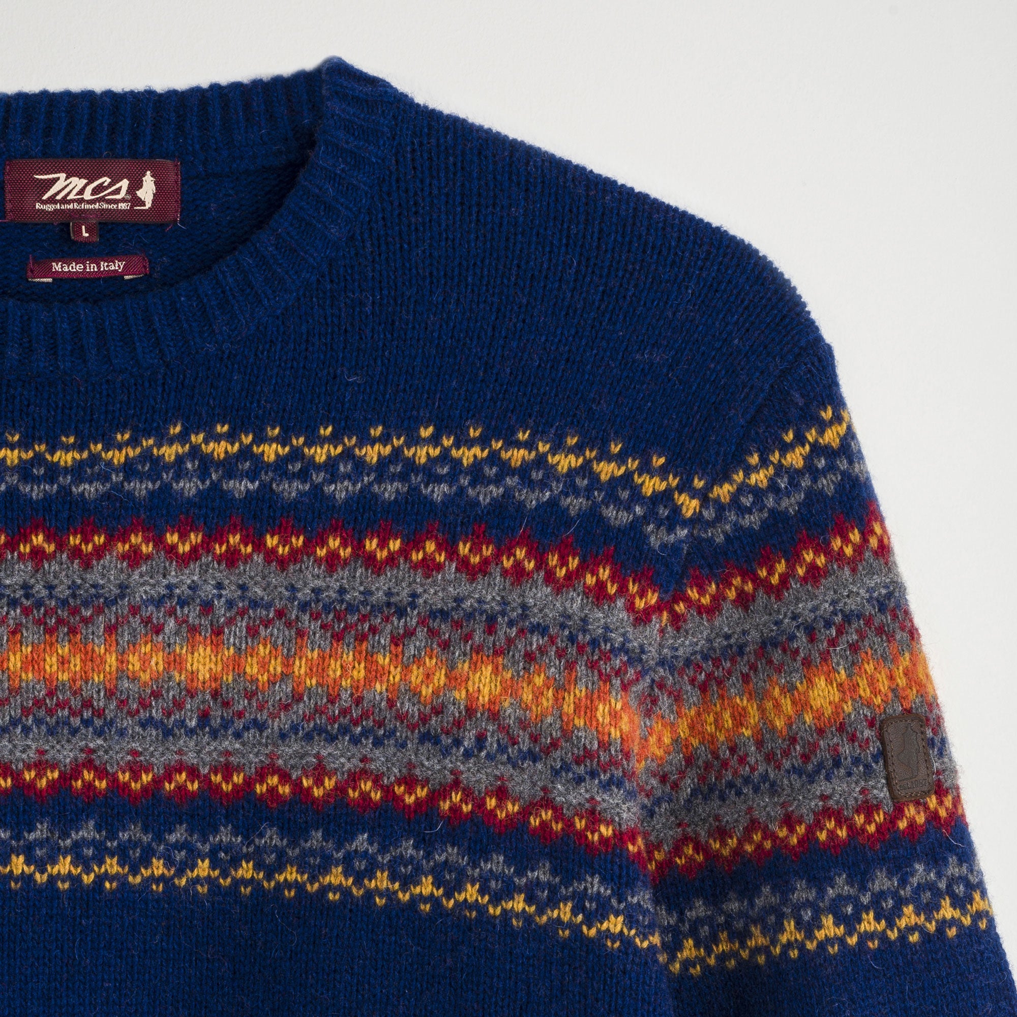 Folk Jacquard Crew Neck Pullover for Men - F/W 24/25 | MCS Folk Jacquard Crew Neck Pullover for Men - F/W 24/25 | MCS