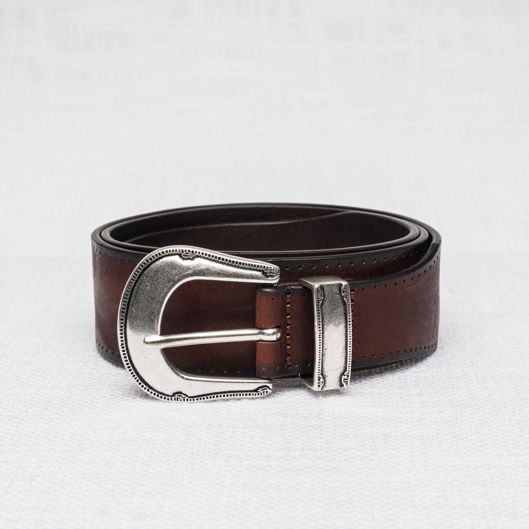 Cintura Western 100% pelle - Mid-Brown