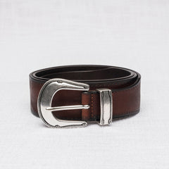 Cintura Western 100% pelle - Mid-Brown