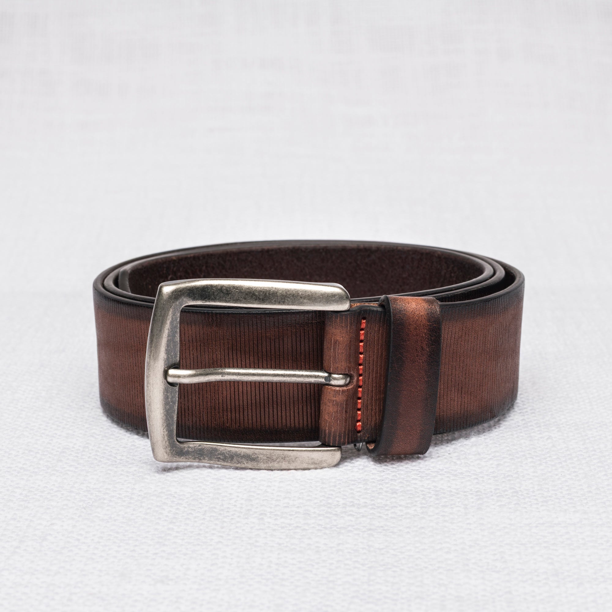 Cintura con fibbia squadrata 100% pelle - Milk Chocolate