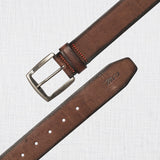 Belt with square buckle 100% leather - Milk Chocolate