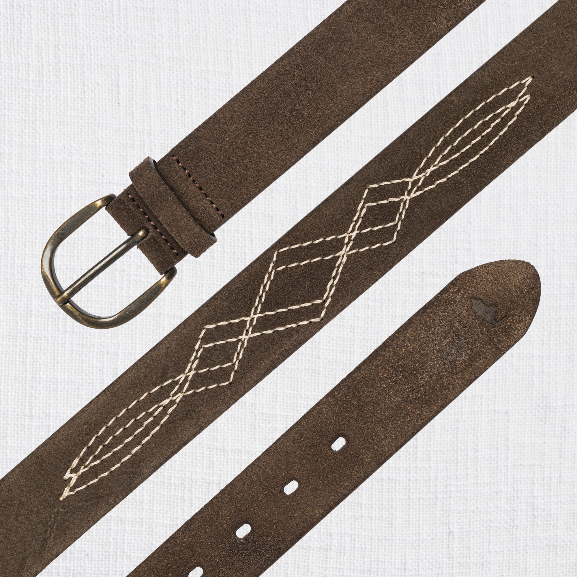 Cintura scamosciata con ricamo 100% pelle - Light Brown