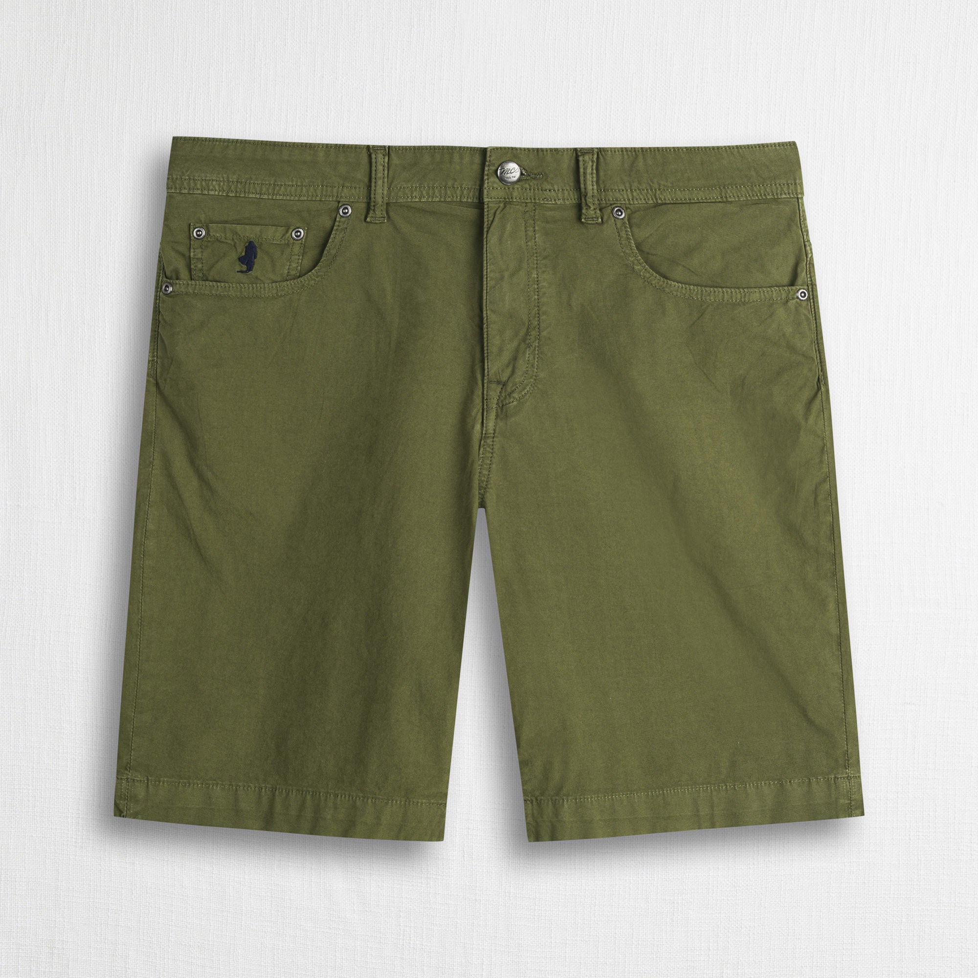 Pantalone corto in popeline di cotone stretch - Dark Olive