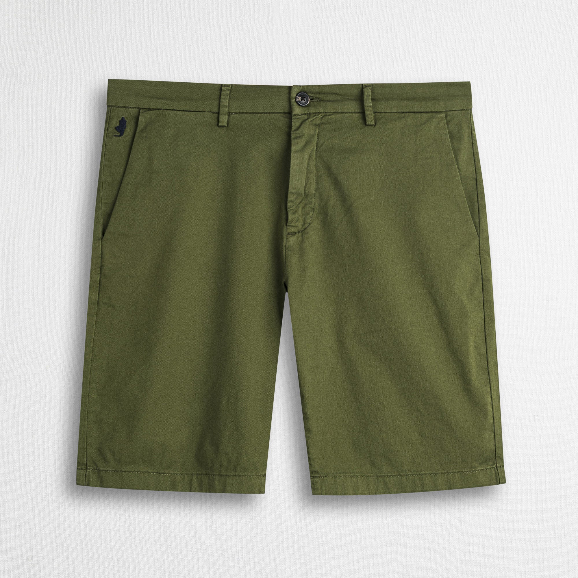 Pantalone chino corto in gabardina stretch - Dark Olive