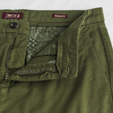 Pantalone chino corto in gabardina stretch - Dark Olive