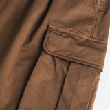 Stretch cotton satin cargo shorts - Cinnamon Brown
