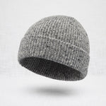 Berretto Beanie Misto Lana Effetto Bottonato - Blue Gray