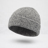 Berretto Beanie Misto Lana Effetto Bottonato - Blue Gray