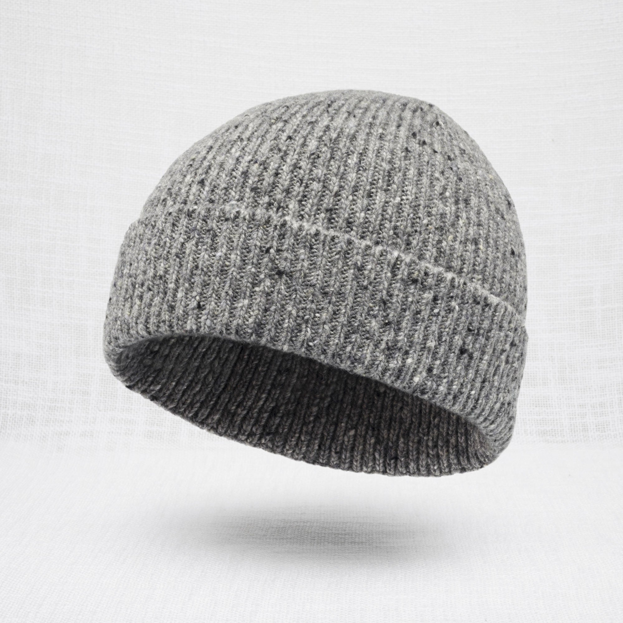 Berretto Beanie Misto Lana Effetto Bottonato - Blue Gray