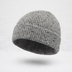 Berretto Beanie Misto Lana Effetto Bottonato - Blue Gray