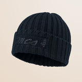 Berretto Beanie a Coste in Poliestere Riciclato fronte - Navy Blue