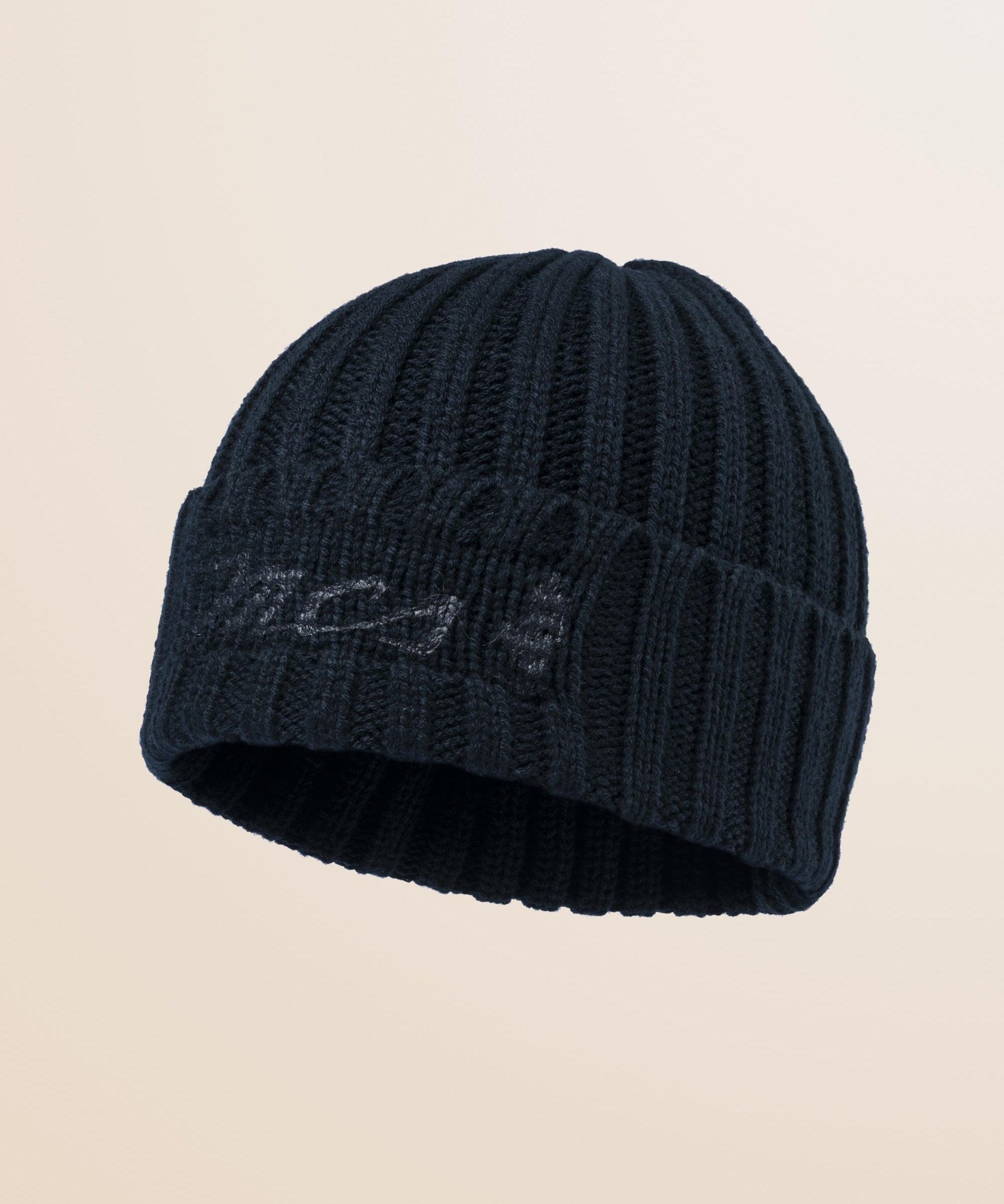 Berretto Beanie a Coste in Poliestere Riciclato fronte - Navy Blue