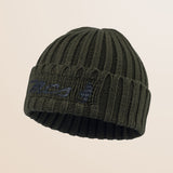 Berretto Beanie a Coste in Poliestere Riciclato fronte - Olive Night