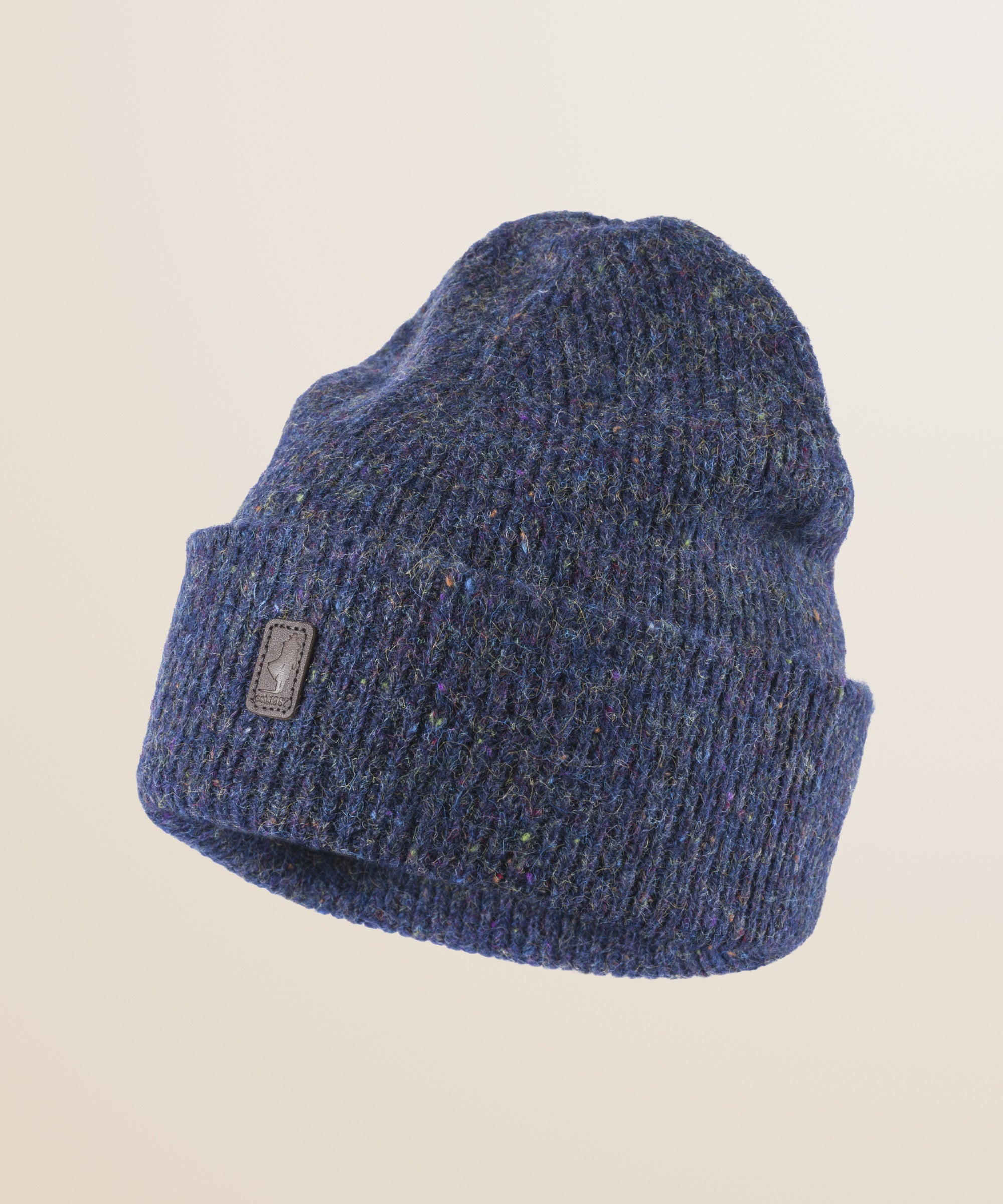 Berretto in Misto Lana Effetto Bottonato fronte - Navy Blue