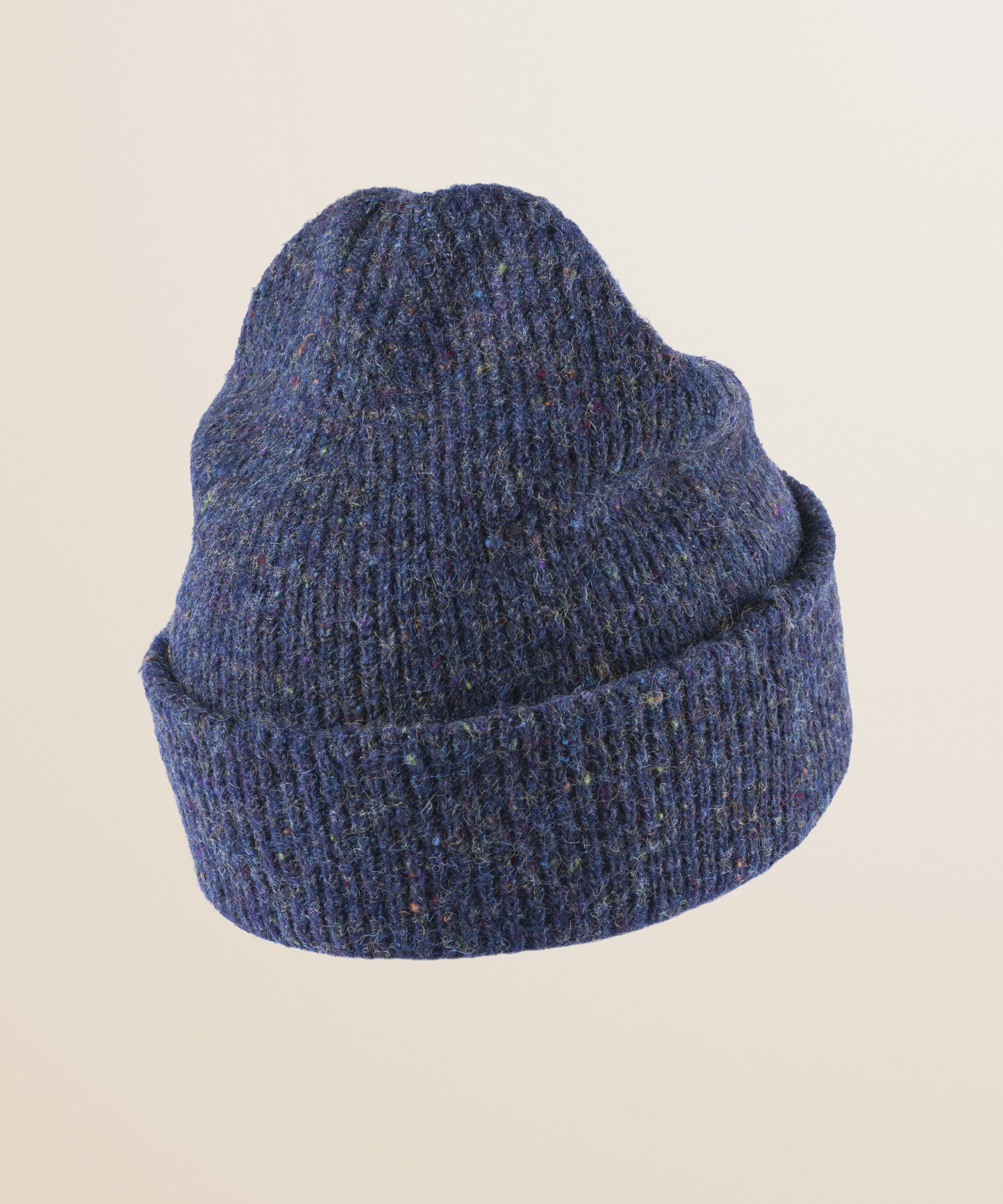 Berretto in Misto Lana Effetto Bottonato - Navy Blue