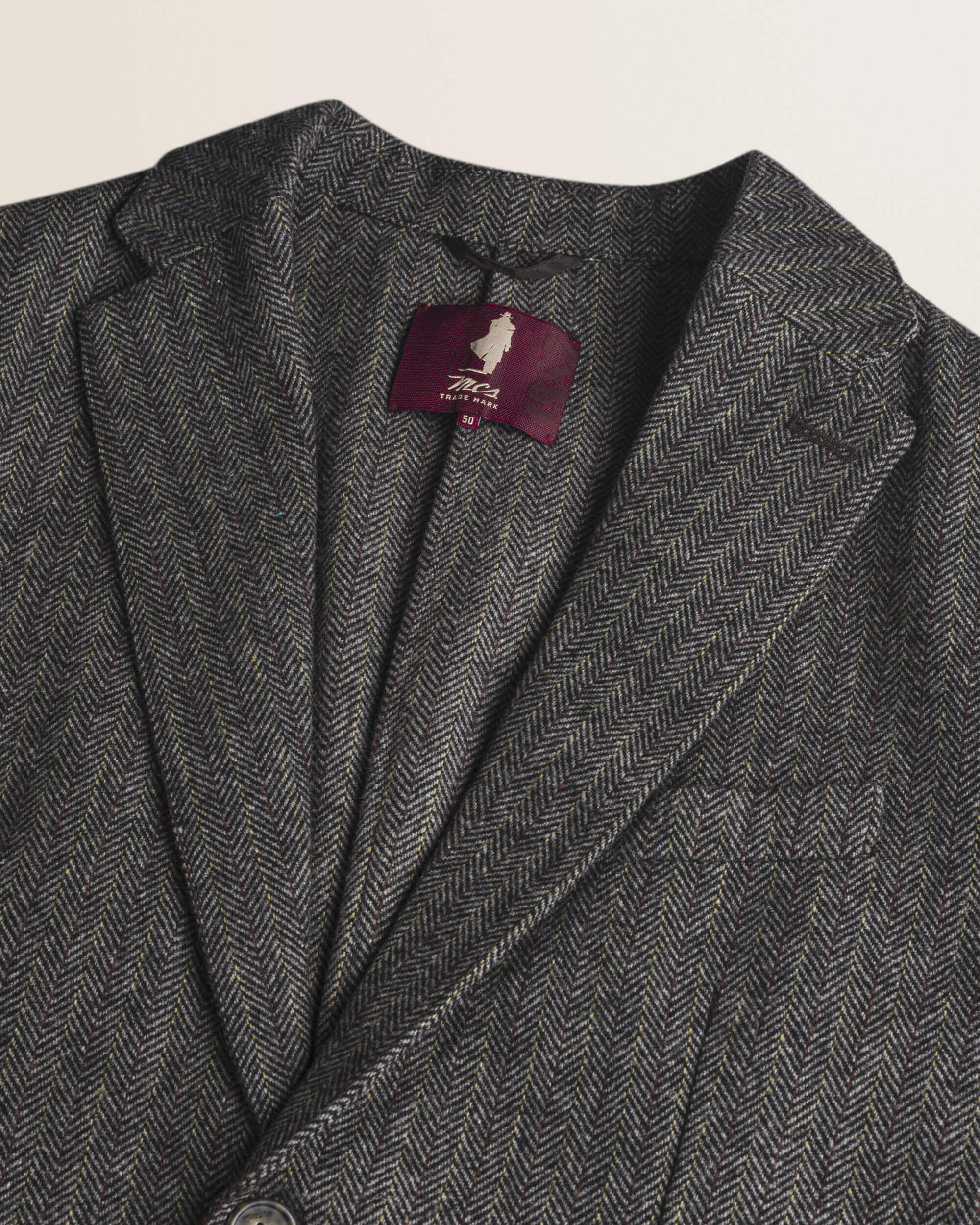 Blazer in Misto Lana Herringbone dettaglio colletto - Red Herringbone