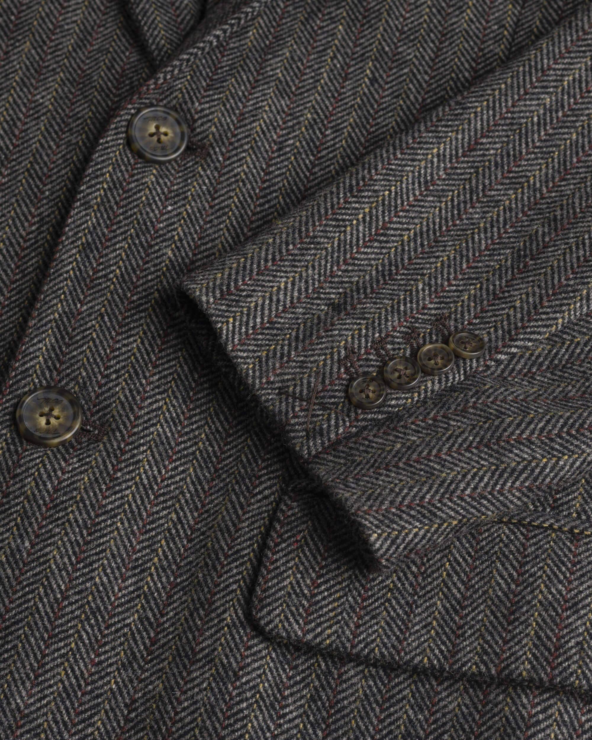 Blazer in Misto Lana Herringbone dettaglio manica - Red Herringbone