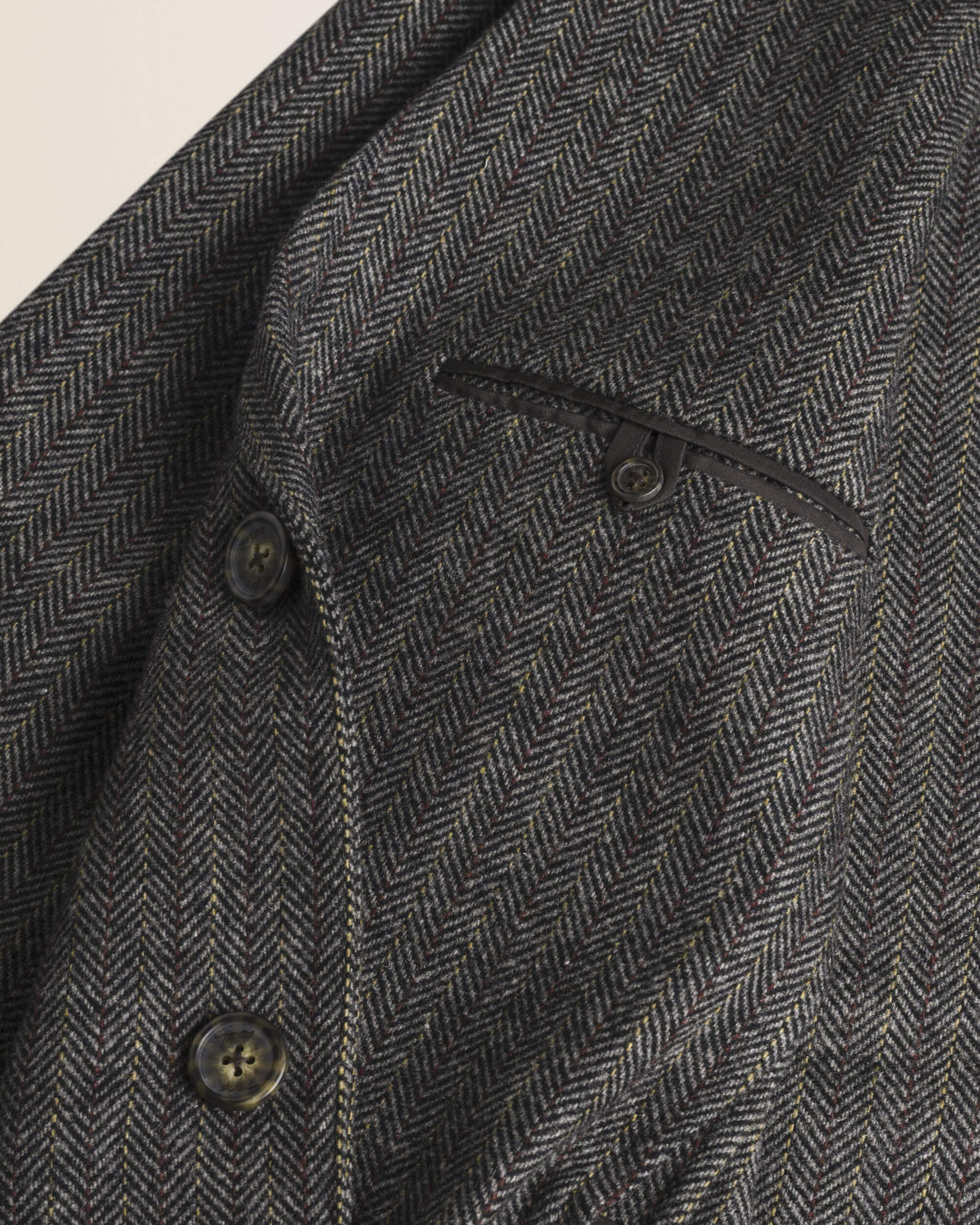 Blazer in Misto Lana Herringbone dettaglio taschino interno - Red Herringbone