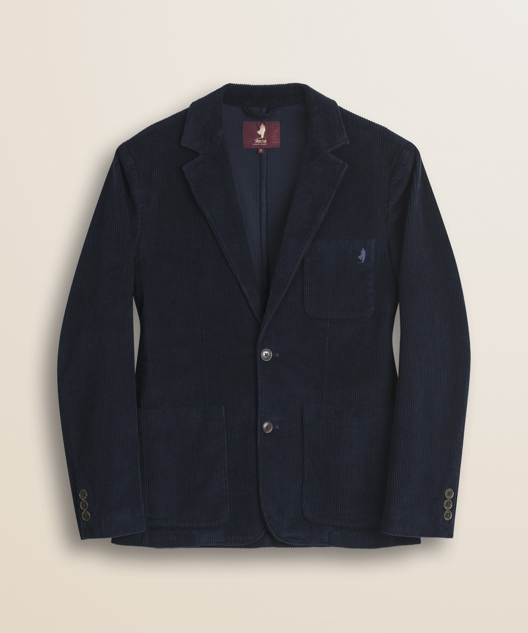 Blazer in Velluto a Coste Larghe fronte - Navy Blue