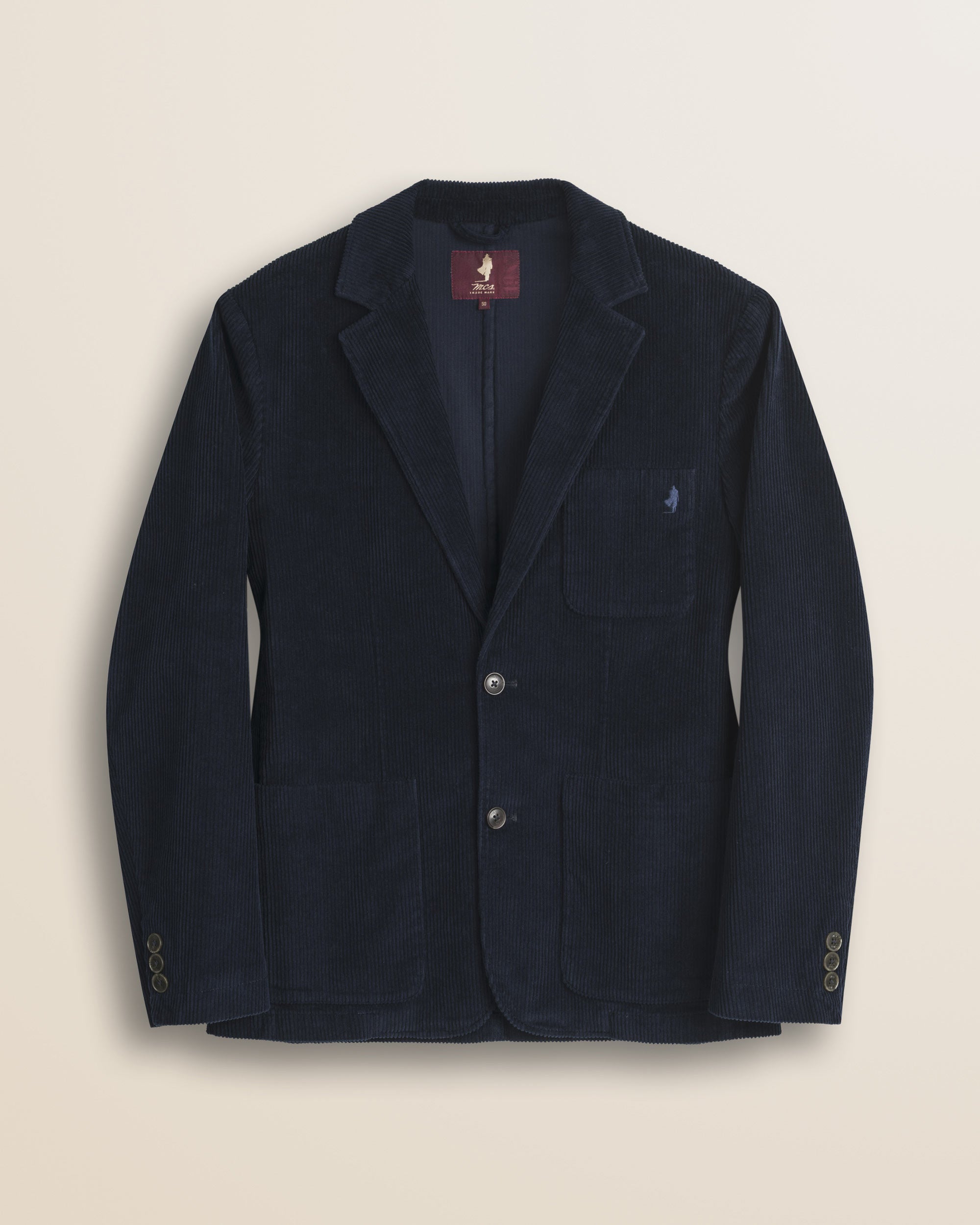 Blazer in Velluto a Coste Larghe fronte - Navy Blue