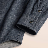 Camicia Western in Flanella Effetto Denim Scuro dettaglio manica - Light Blue Denim