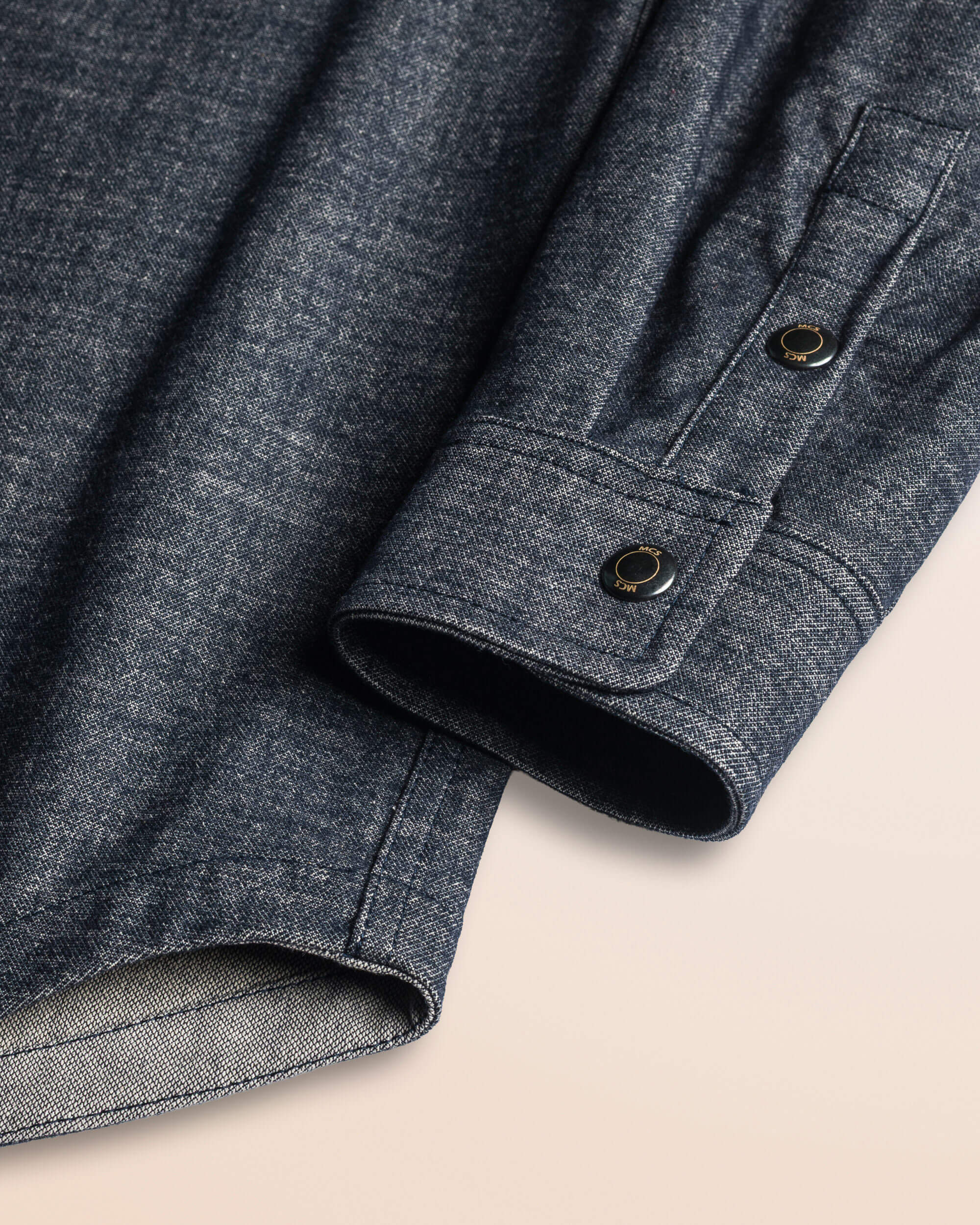 Camicia Western in Flanella Effetto Denim Scuro dettaglio manica - Light Blue Denim