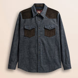 Camicia Western in Flanella Effetto Denim Scuro fronte - Light Blue Denim