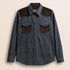 Camicia Western in Flanella Effetto Denim Scuro fronte - Light Blue Denim