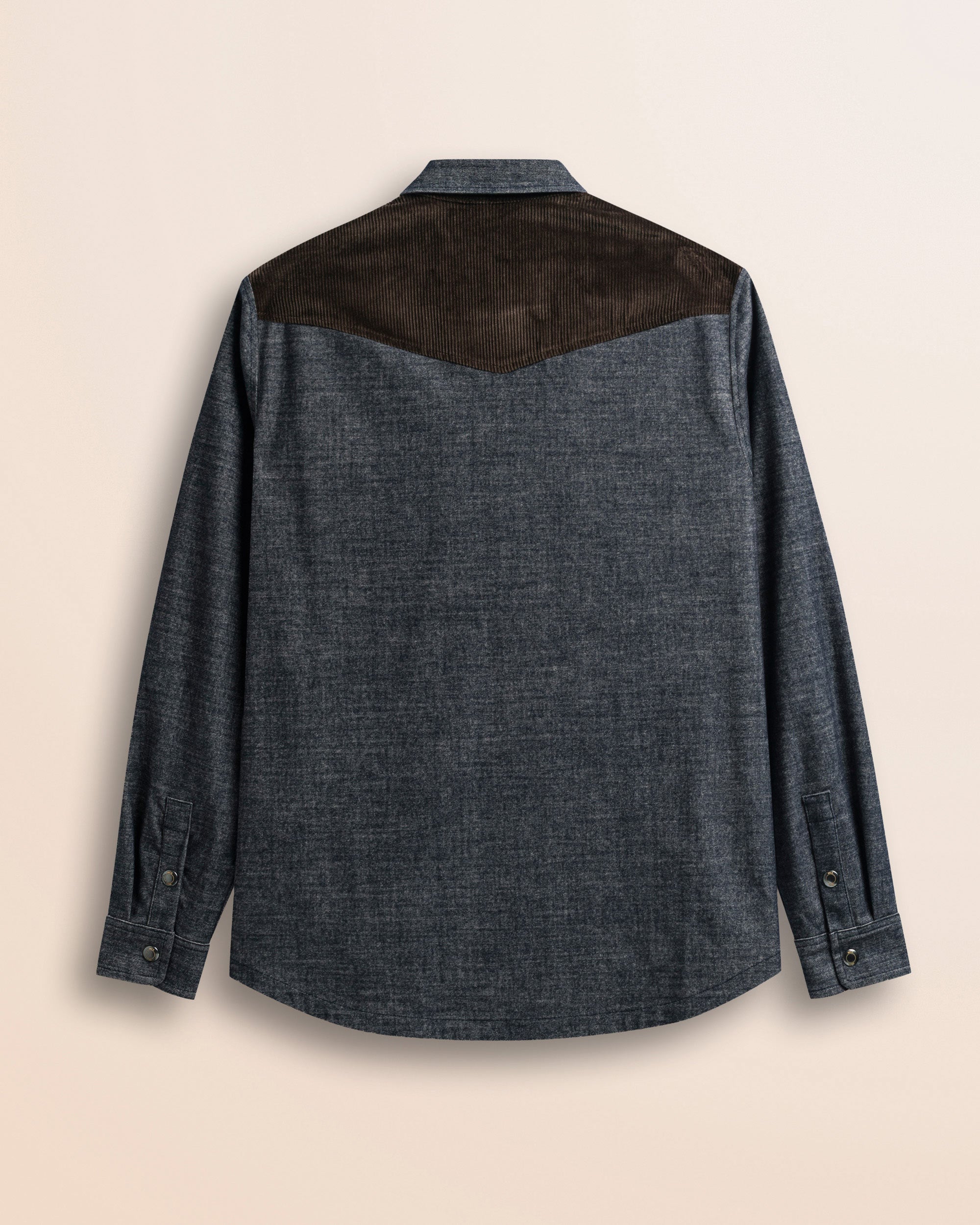 Camicia Western in Flanella Effetto Denim Scuro retro - Light Blue Denim