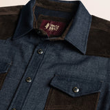 Camicia Western in Flanella Effetto Denim Scuro dettaglio colletto - Blue Denim