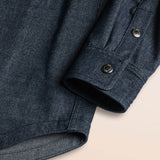 Camicia Western in Flanella Effetto Denim Scuro dettaglio manica - Blue Denim