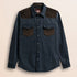 Camicia Western in Flanella Effetto Denim Scuro fronte - Blue Denim