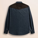 Camicia Western in Flanella Effetto Denim Scuro retro - Blue Denim
